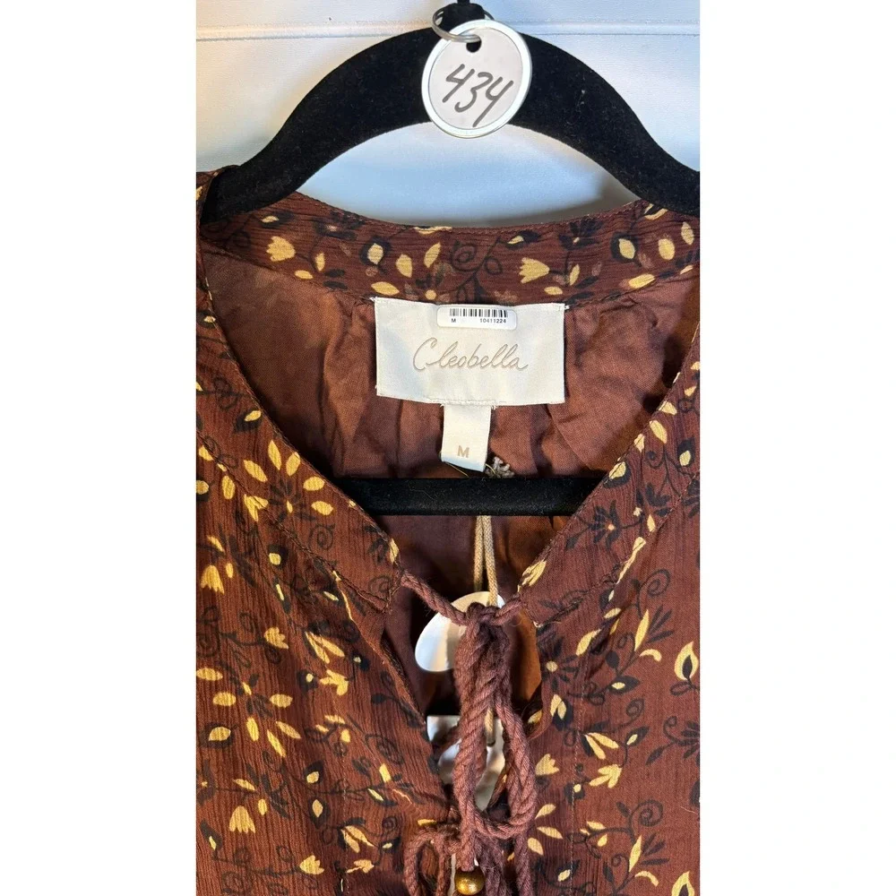 NWT Cleobella Jaslynn Mini Dress in Zadia Block Brown (MSRP: $248) Size Medium